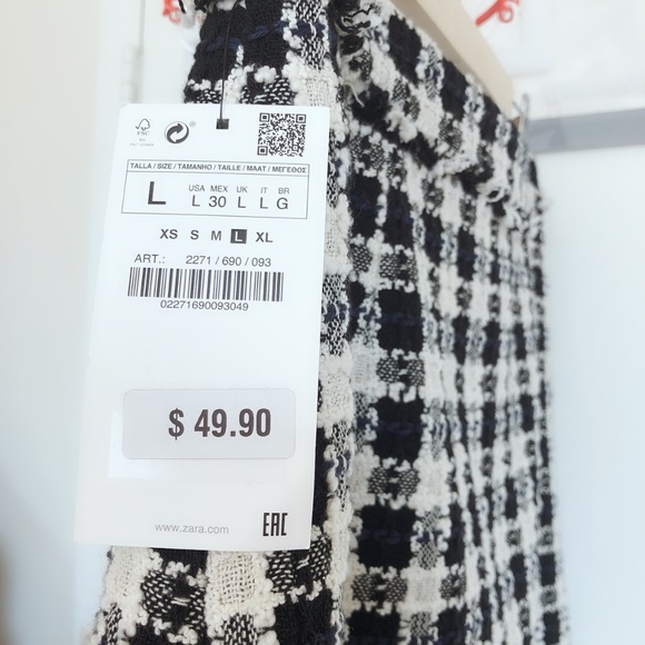 NWT ZARA BASICS TWEED SKIRT - Picture 7 of 8